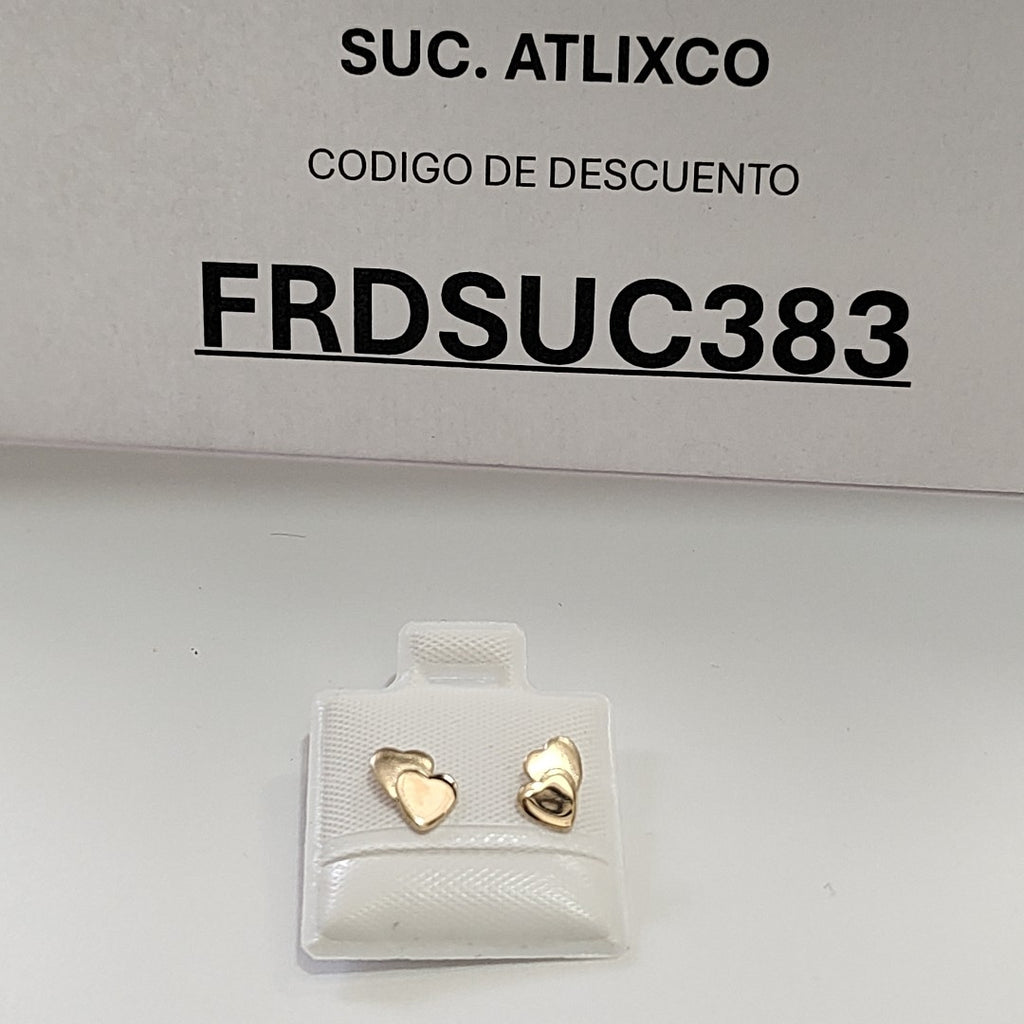 BROQUELES BROQUEL CORAZON DOBLE 14K 0.2171 GR (NUEVO)