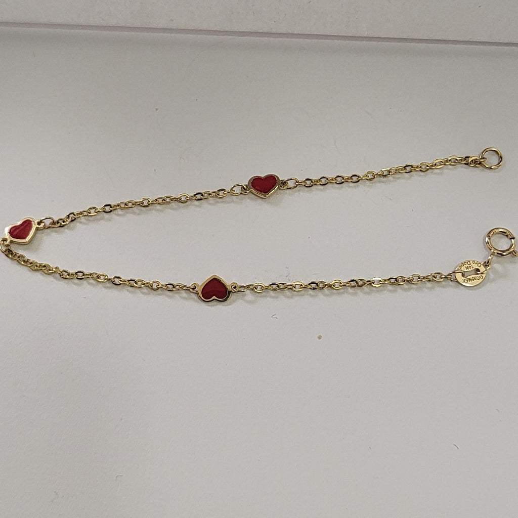 PULSERA ESPECIAL CON CORAZONES 14K 18 CM 1.4 GR (NUEVO)