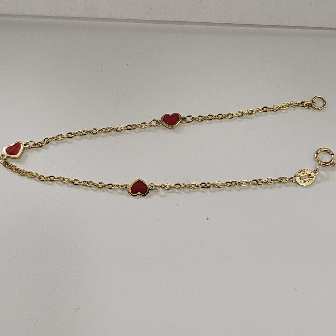 PULSERA ESPECIAL CON CORAZONES 14K 18 CM 1.4 GR (NUEVO)