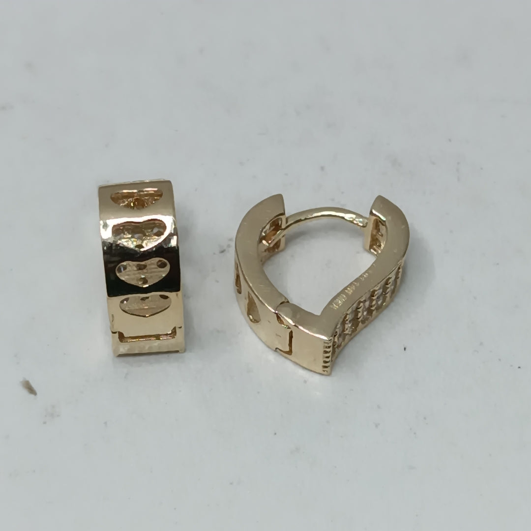 ARETES ARRACADAS CORAZON C CIRCONIAS 14K 2.1 GR (NUEVO)