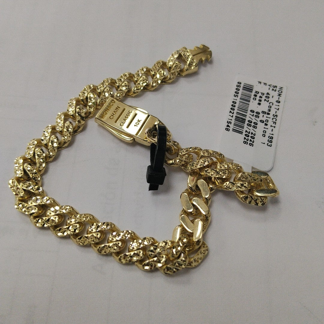 PULSERA CABALLERO MONACO ORO 10K 9.5 (NUEVO)