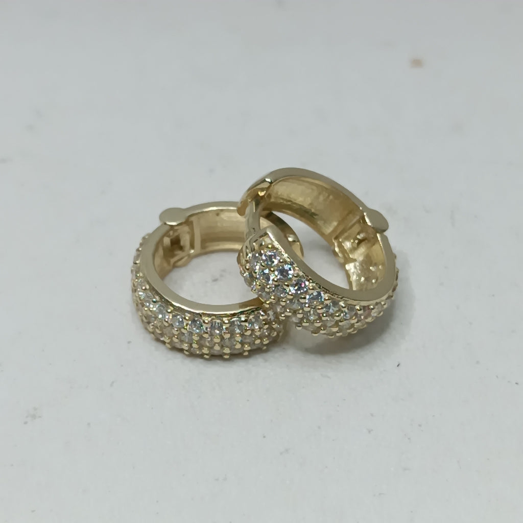 ARETES HUGGIE CON CIRCONIAS 14K 2 GR (NUEVO)