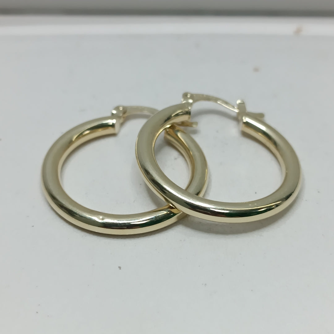 ARETES TEJIDO ARRACADAS LISAS HUECAS 14K 2.2 GR (NUEVO)