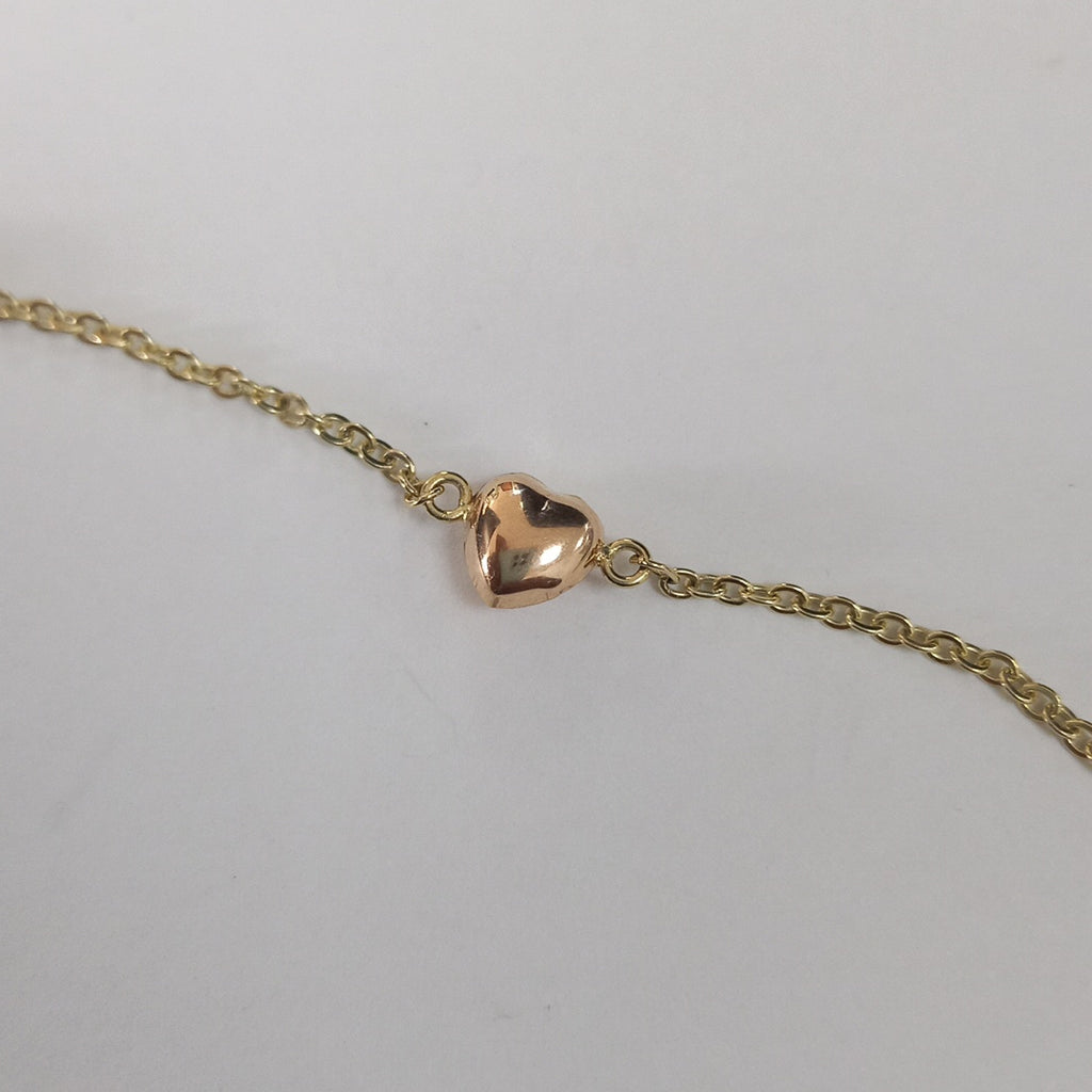 PULSERA ESP CON CORAZONES COMBINADOS 14K 18 CM 1.6 GR (NUEVO)