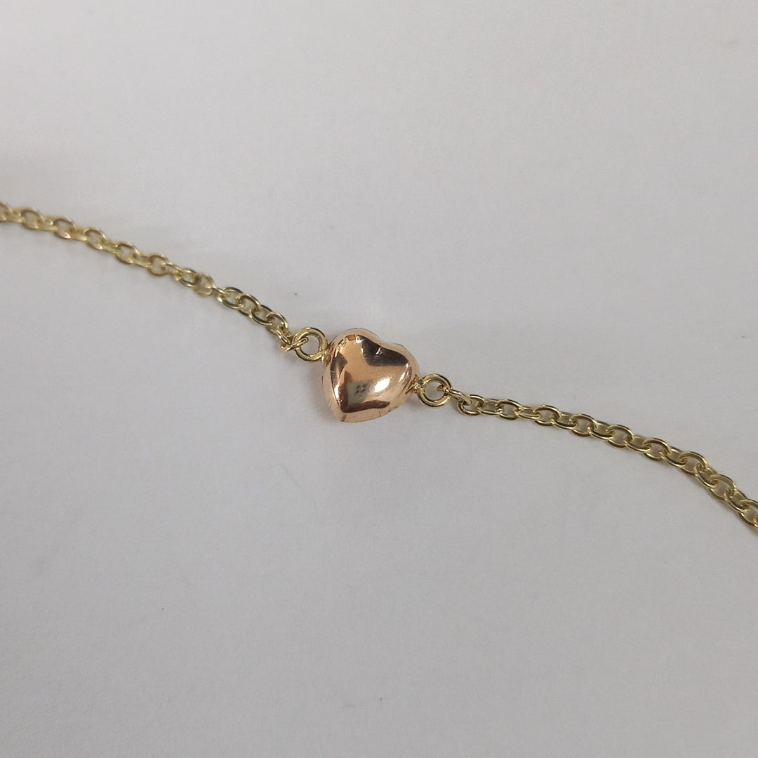 PULSERA ESP CON CORAZONES COMBINADOS 14K 18 CM 1.6 GR (NUEVO)
