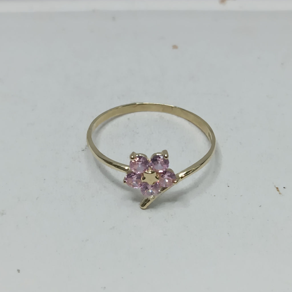 ANILLOS FIG FLOR CON PDRAS COL ROSA 14K TALLA 8 1 GR (NUEVO)