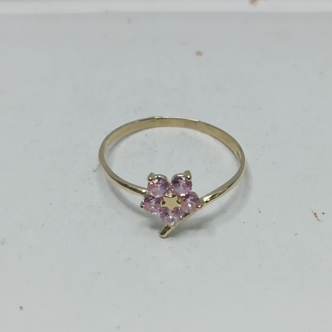 ANILLOS FIG FLOR CON PDRAS COL ROSA 14K TALLA 8 1 GR (NUEVO)