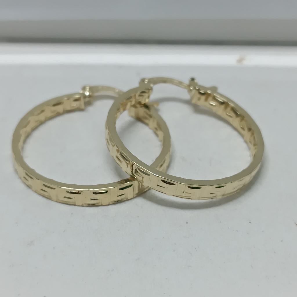 ARETES TEJIDO ARRACADA CON GRECAS 14K 2.7 GR (NUEVO)