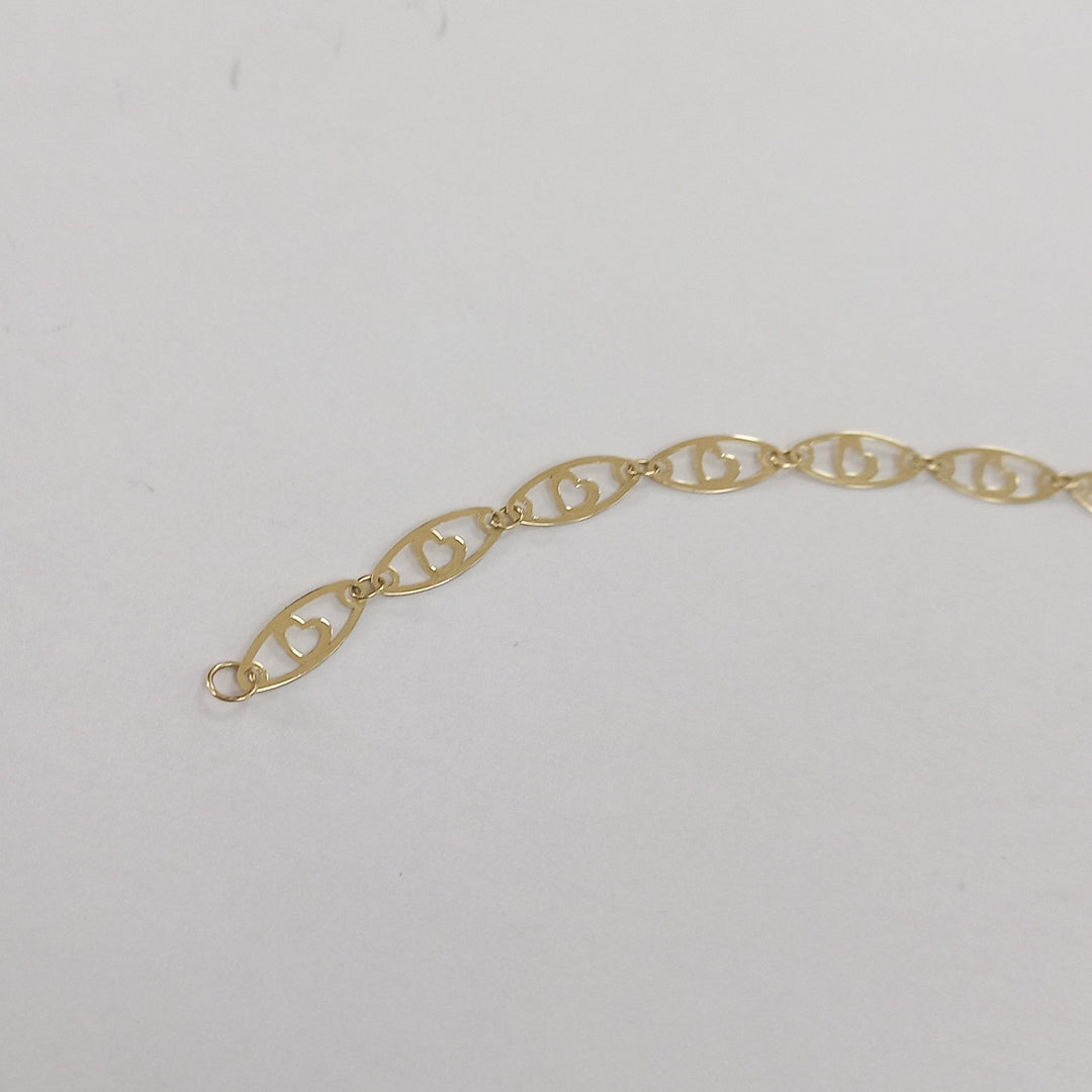 PULSERA TEJIDO ESPECIAL CON CORAZON 14K 18 CM 1.3 GR (NUEVO)