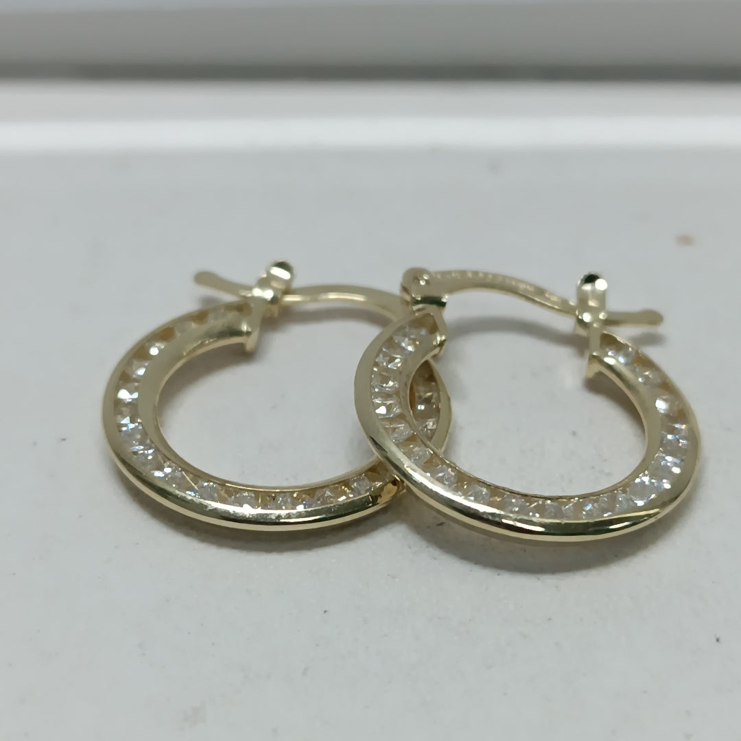 ARETES ARRACADAS CON CIRCONIAS 14K 2.3 GR (NUEVO)