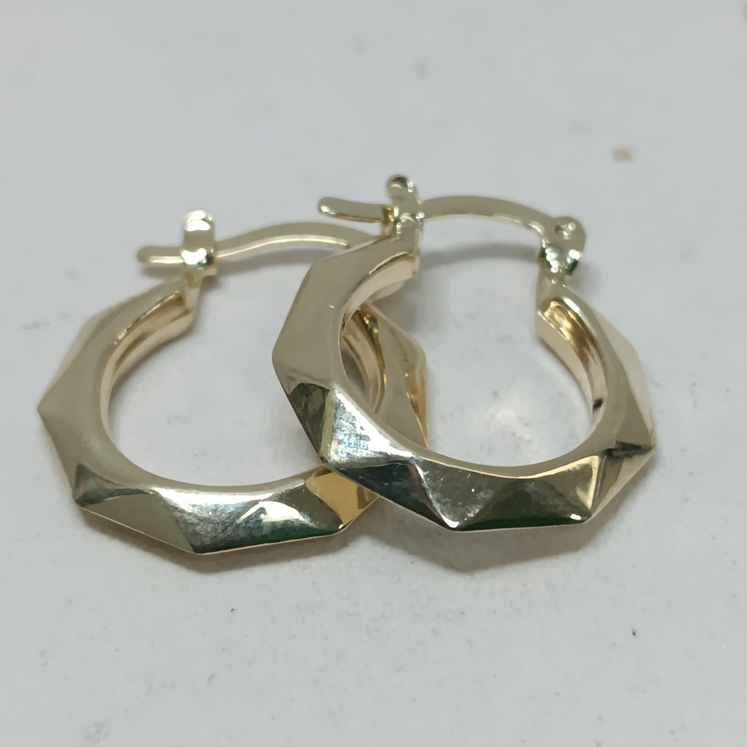 ARETES TEJIDO ARRACADAS FACETADAS 14K 1.8 GR (NUEVO)