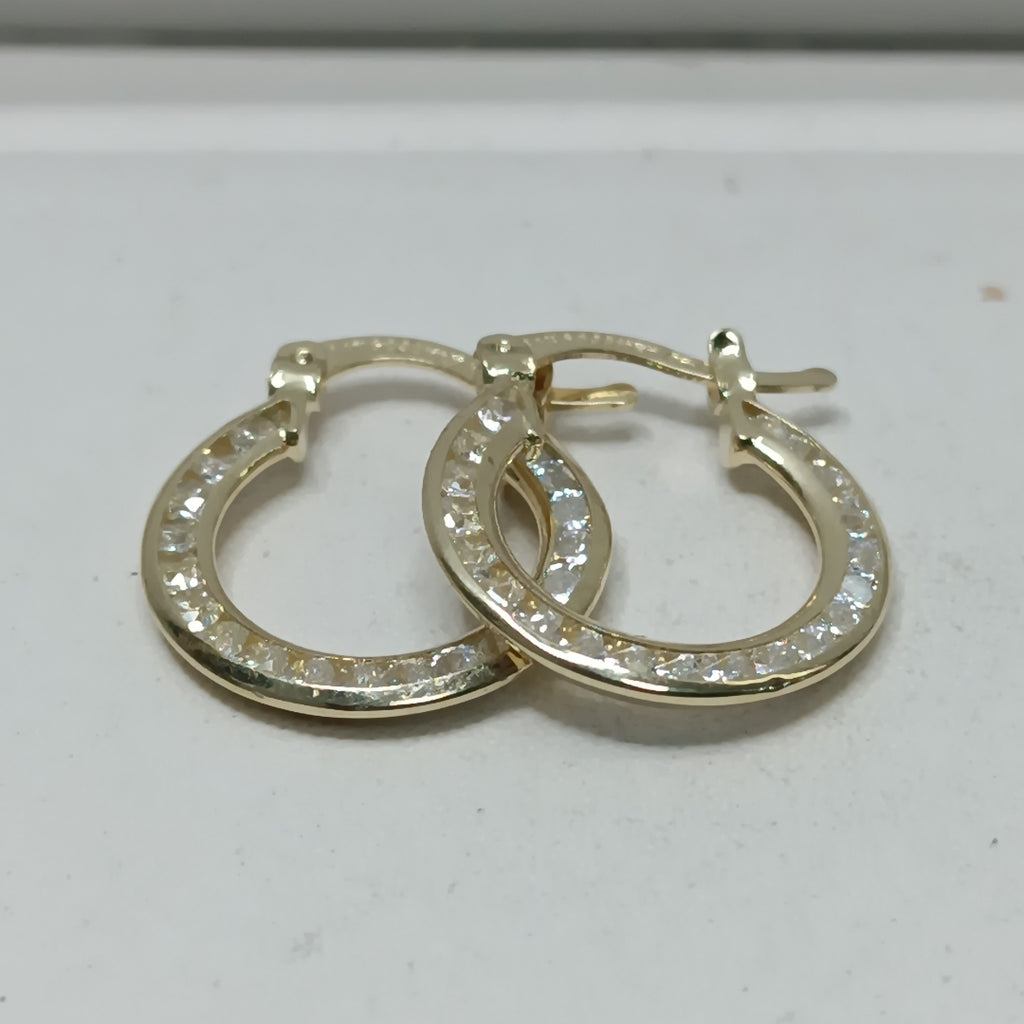 ARETES ARRACADAS CON CIRCONIAS 14K 2.3 GR (NUEVO)