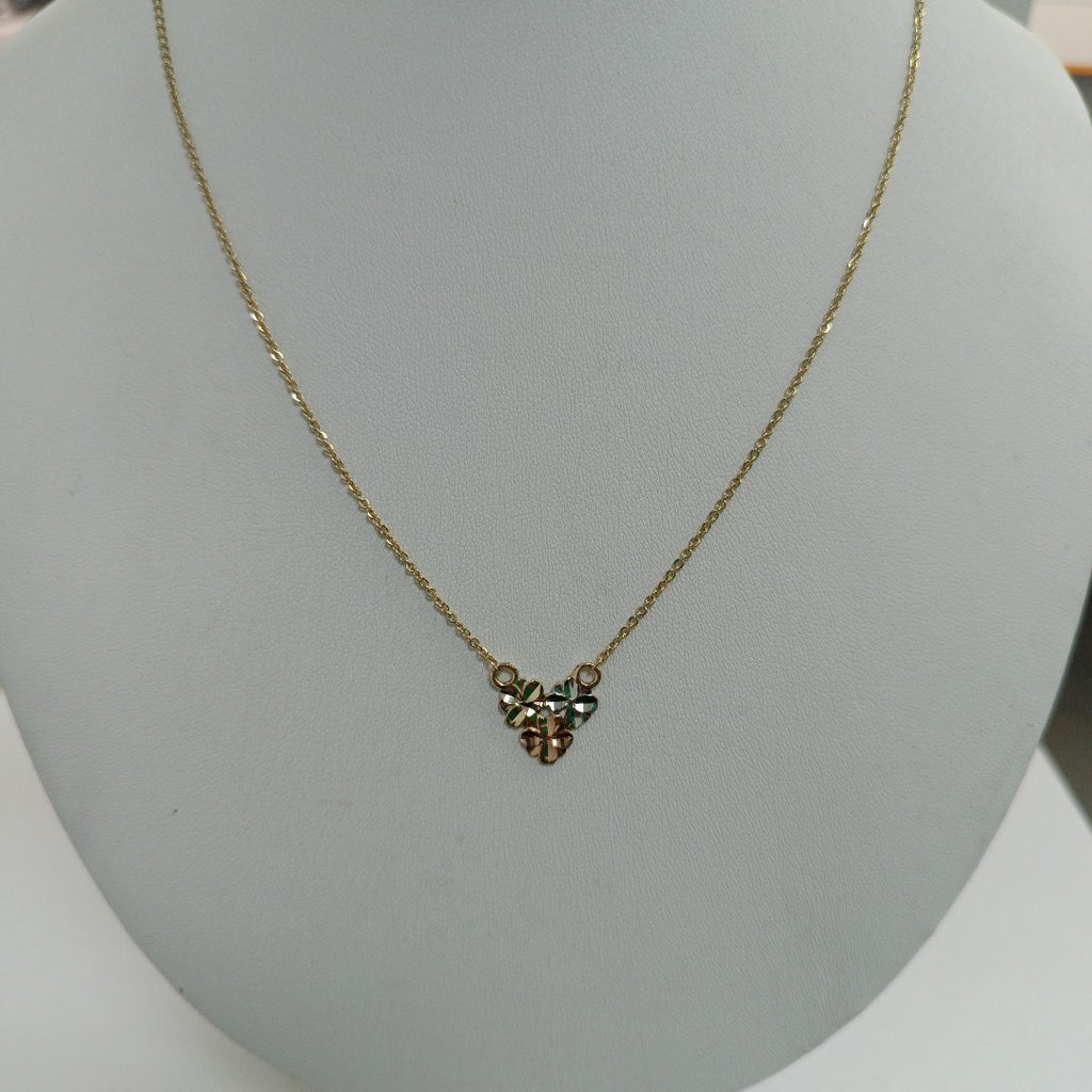 CADENA TEJIDO GARGANTILLA ESPECIAL C FLORES 14K 45 CM 2.9 GR (NUEVO)