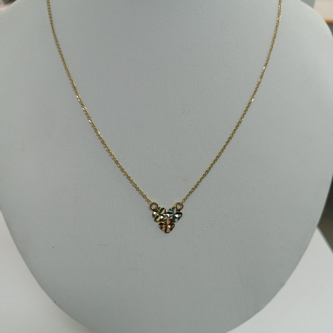 CADENA TEJIDO GARGANTILLA ESPECIAL C FLORES 14K 45 CM 2.9 GR (NUEVO)