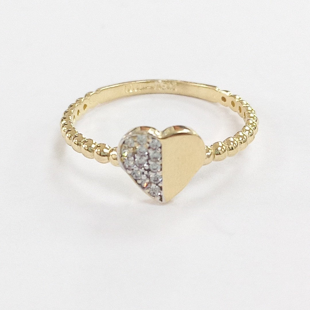 ANILLO ANILLITO FIG CORAZON C CIRCONIAS 14K 7 TALLA 1.6 GR (NUEVO)