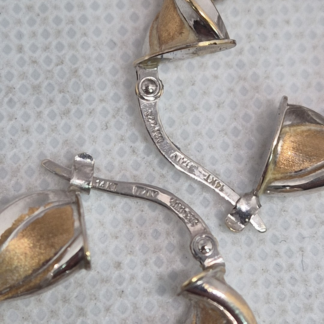 ARRACADAS PAR ORO COMBINADO 14 K 3.7 GRMS (SEMINUEVO)
