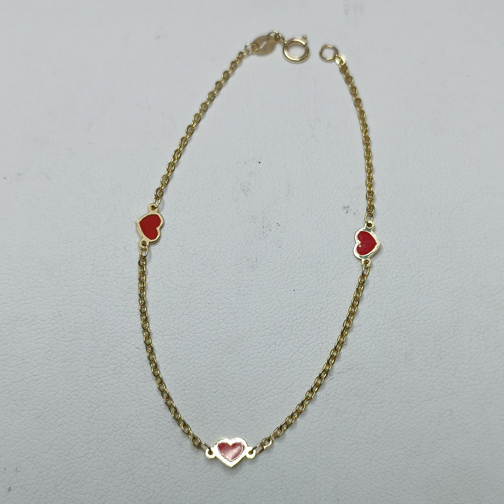 PULSERA ESPECIAL CON CORAZONES 14K 18 CM 1.4 GR (NUEVO)