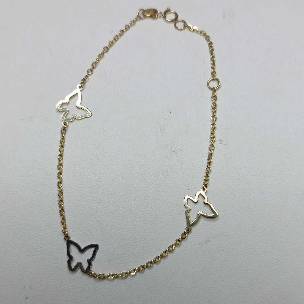PULSERA ESPECIAL C MARIPOSAS 14K 18 CM 1.7 GR (NUEVO)