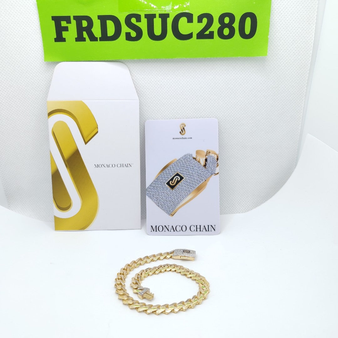 PULSERA CABALLERO MONACO ORO 10K 7.6 (NUEVO)