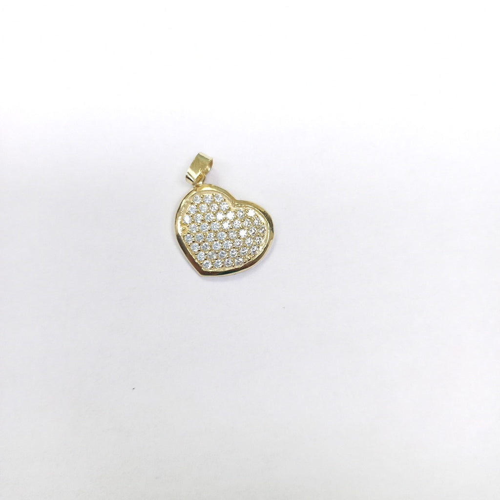 DIJE TEJIDO CORAZON CON CIRCONIAS 14K 1.7 GR (NUEVO)