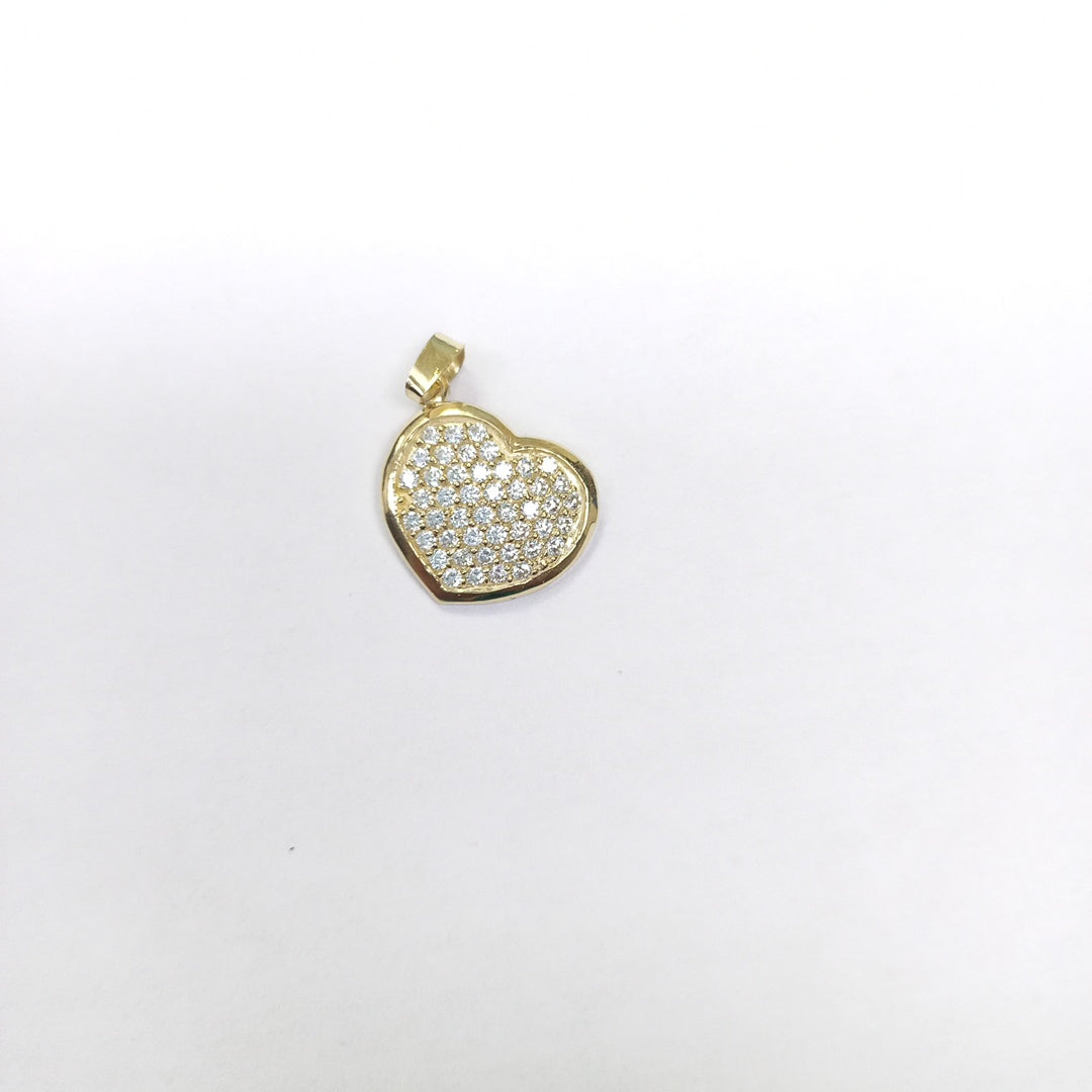 DIJE TEJIDO CORAZON CON CIRCONIAS 14K 1.7 GR (NUEVO)