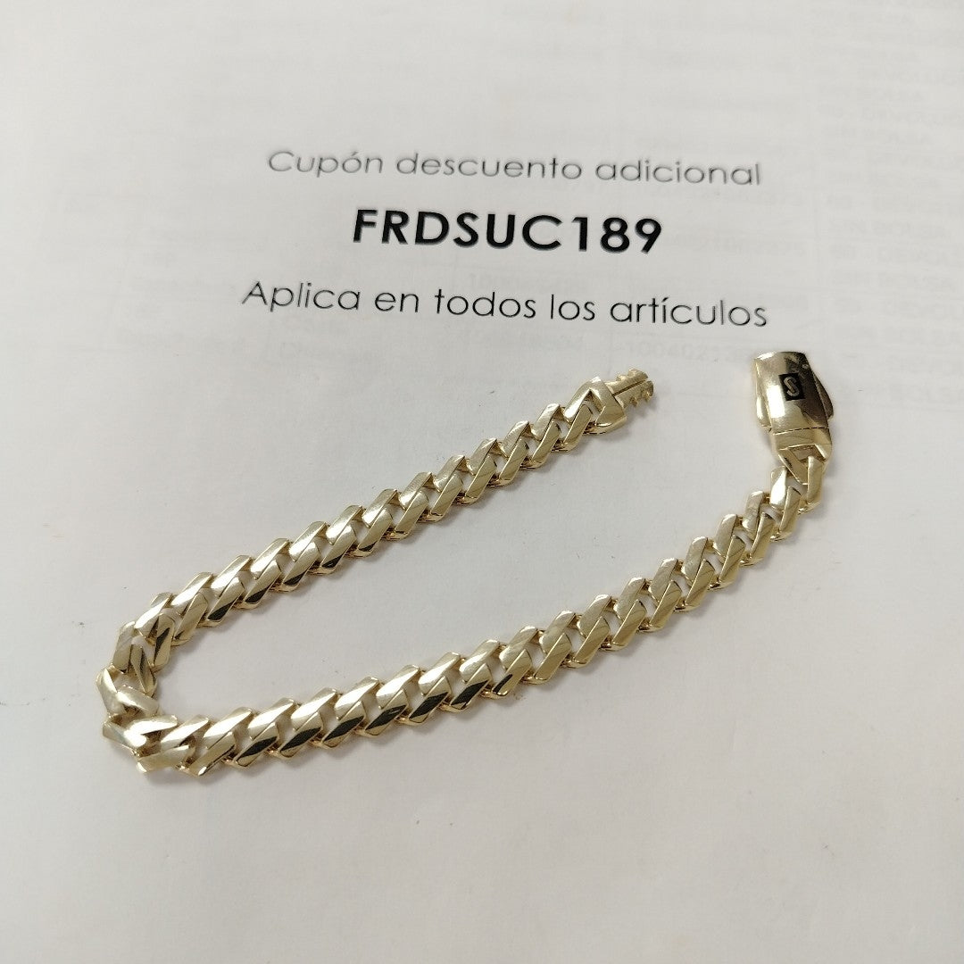 PULSERA CABALLERO MONACO ORO 10K 9.5 (NUEVO)