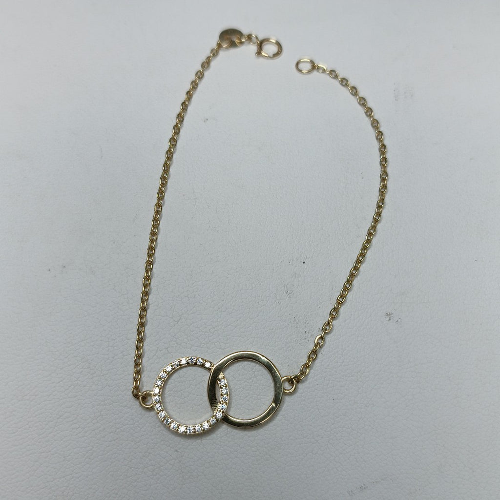 PULSERA TEJIDO ESPECIAL FIG AROS UNIDOS C CIRCS 14K 18 CM 2.1 GR (NUEVO)