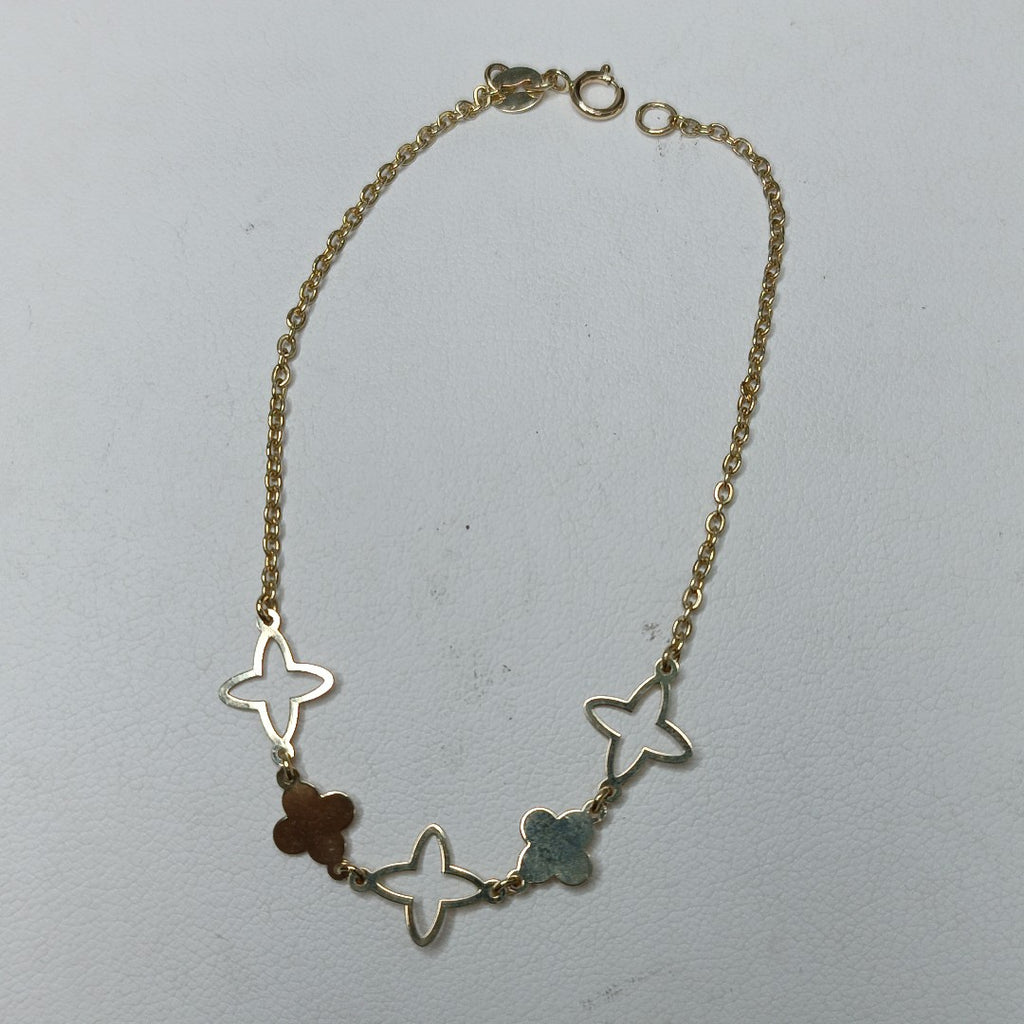 PULSERA TEJIDO ESP CON TREBOL 14K 18 CM 1.6 GR (NUEVO)