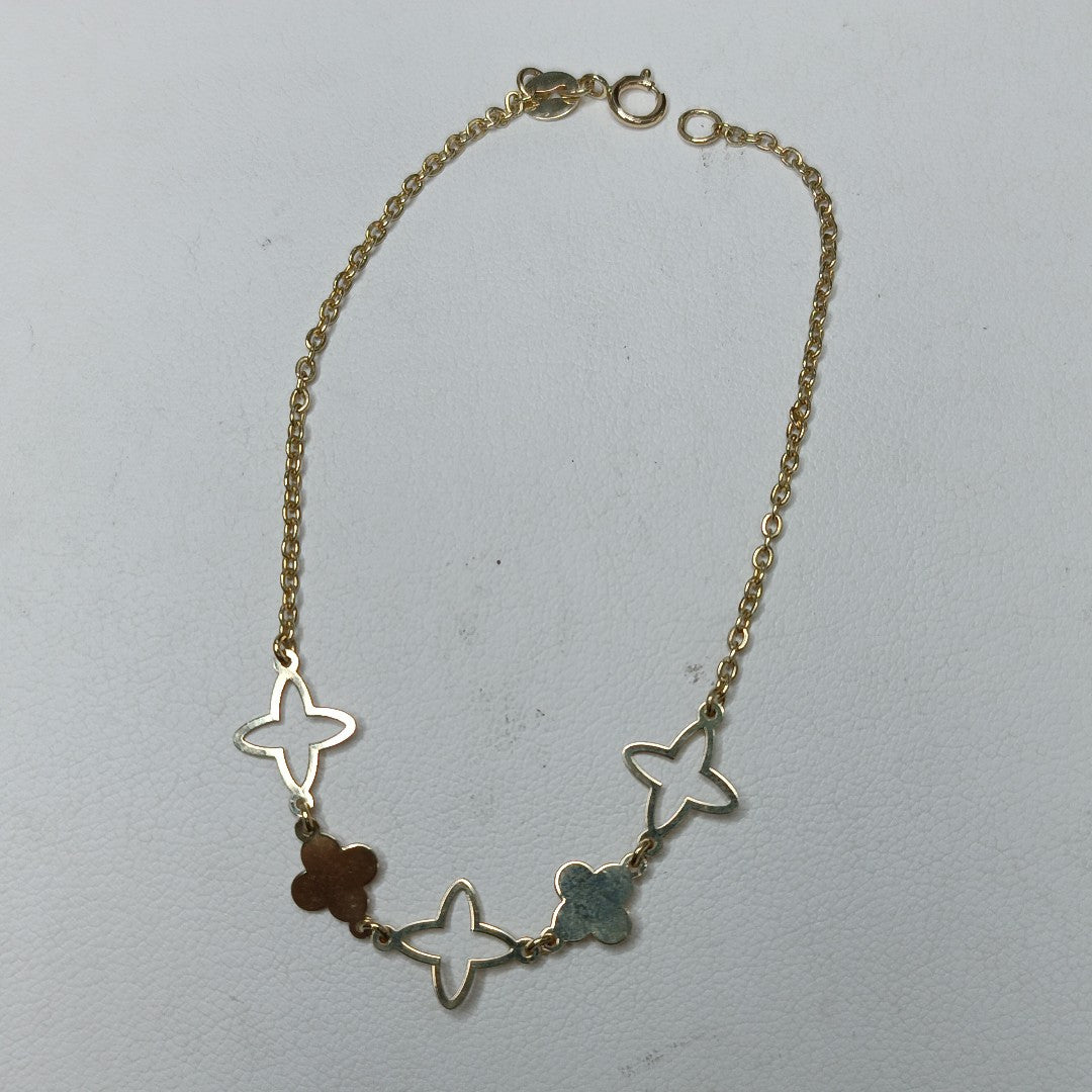 PULSERA TEJIDO ESP CON TREBOL 14K 18 CM 1.6 GR (NUEVO)