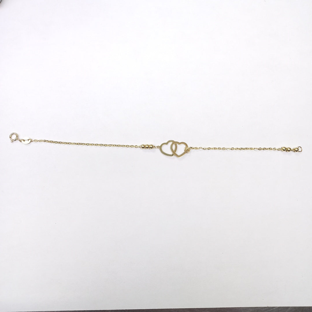 PULSERA TEJIDO ESPECIAL C CORAZONES 14K 18 CM 1.7 GR (NUEVO)