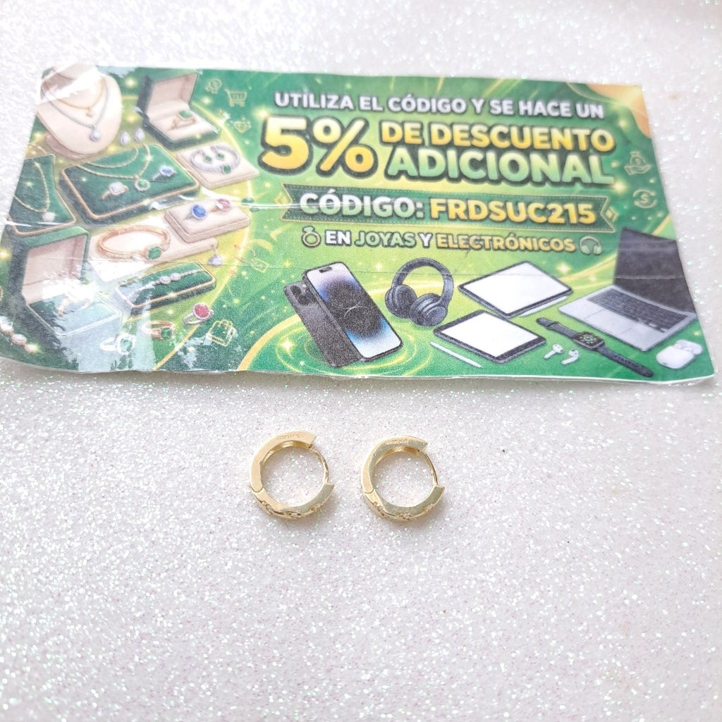 ARETES HUGGIES CON CIRCONIAS 14K 2.3 GR (NUEVO)