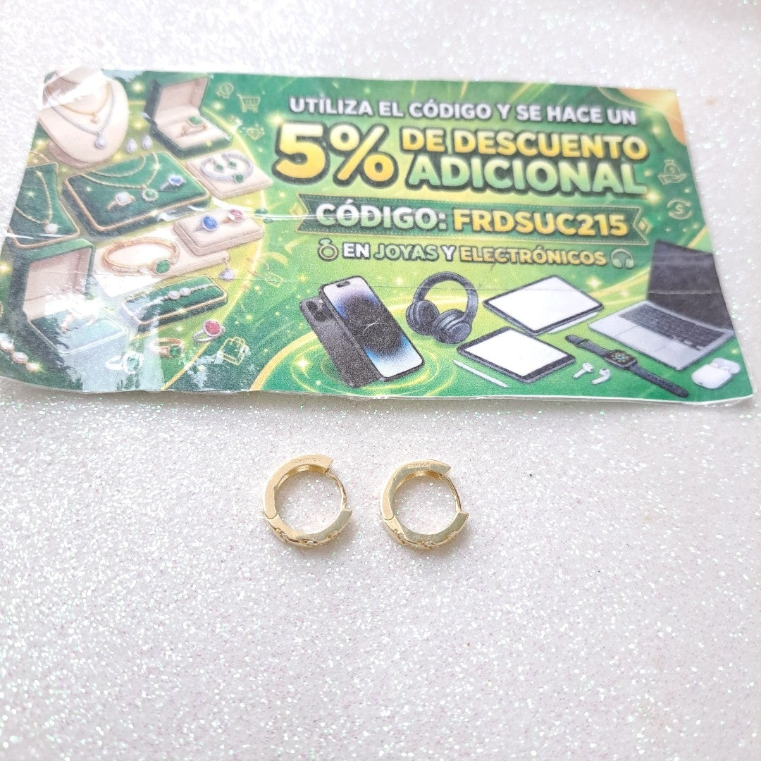 ARETES HUGGIES CON CIRCONIAS 14K 2.3 GR (NUEVO)