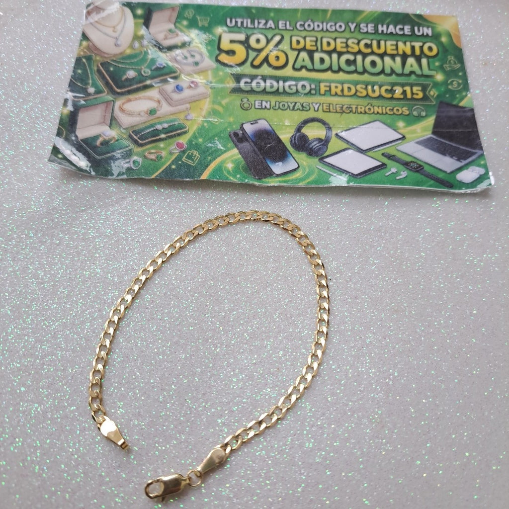 PULSERA TEJIDO BARBADA 14K 18 CM 3.3 GR (NUEVO)