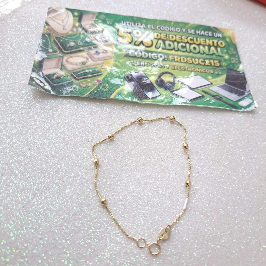 PULSERA ESPECIAL CON BOLITAS 14K 18 CM 1.4 GR (NUEVO)