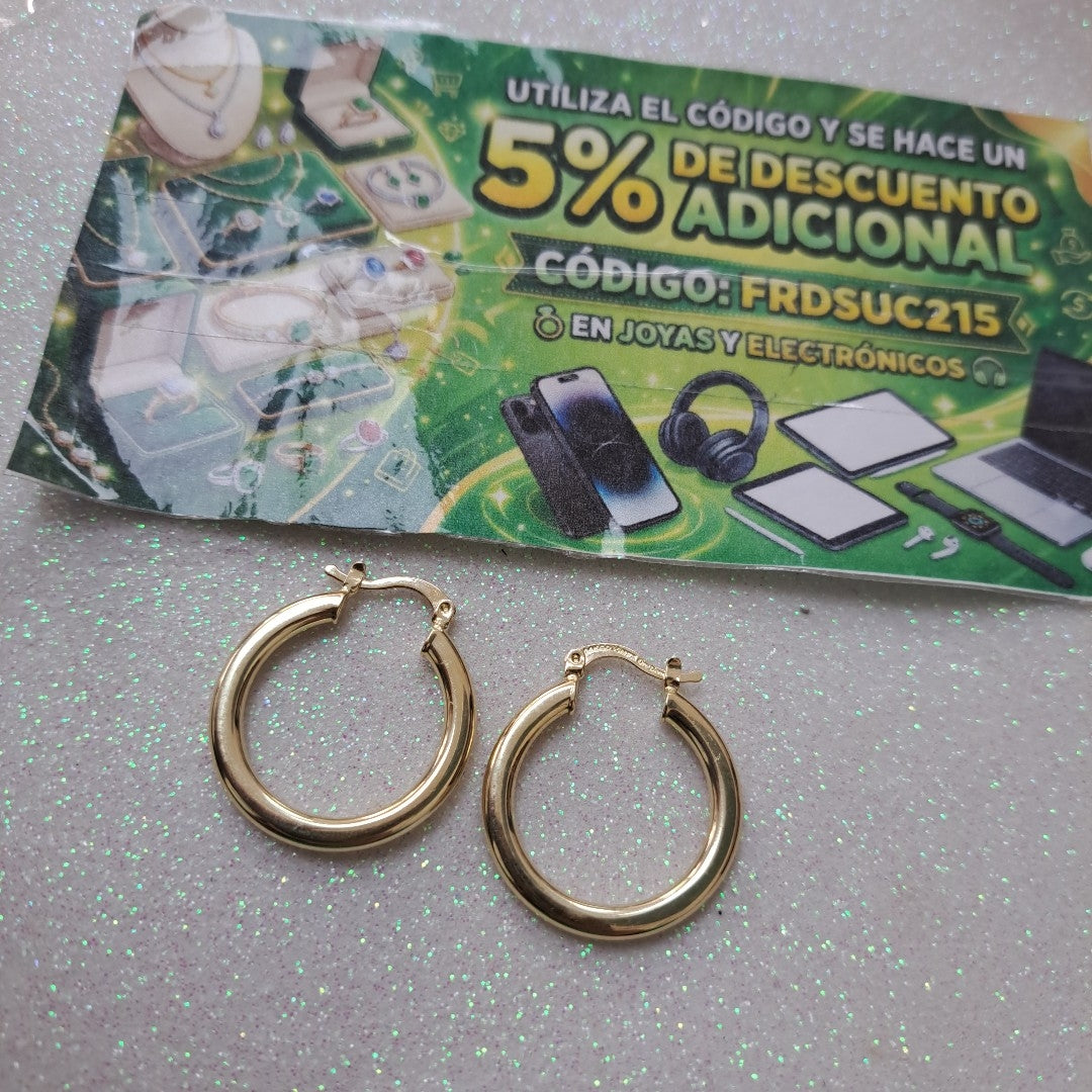 ARETES TEJIDO ARRACADA LISA 14K 2 GR (NUEVO)