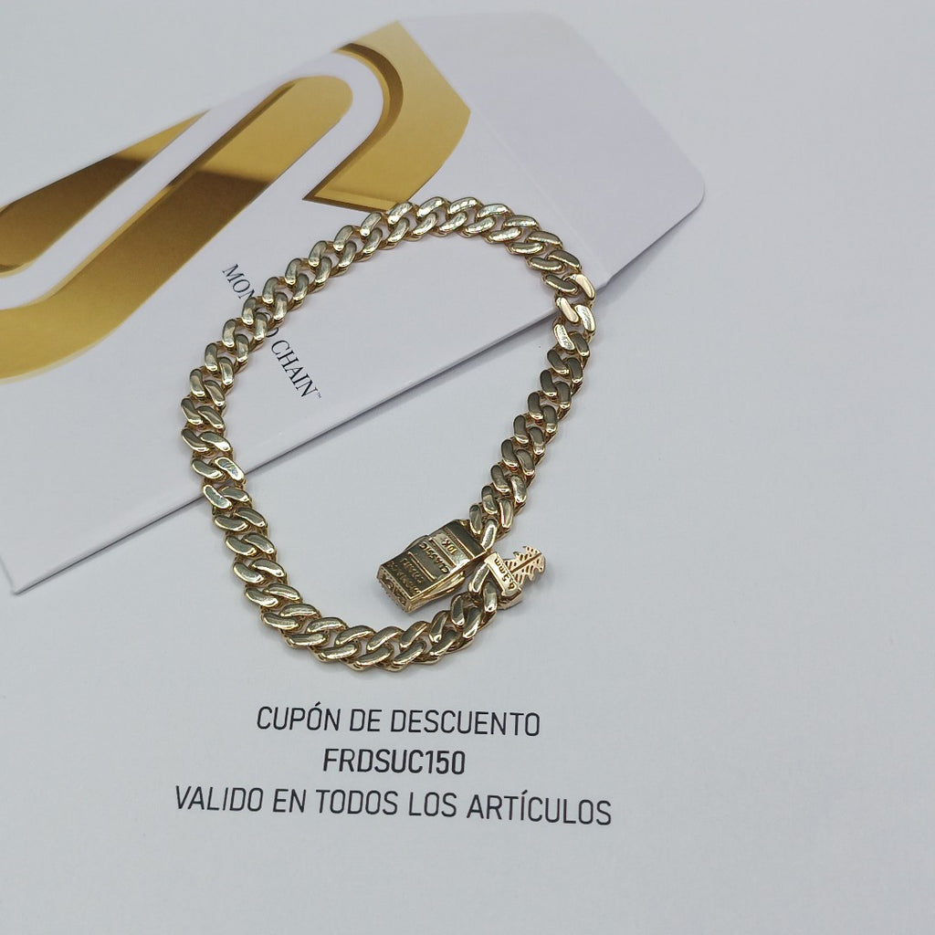 PULSERA CABALLERO MONACO ORO 10K 7.3 (NUEVO)