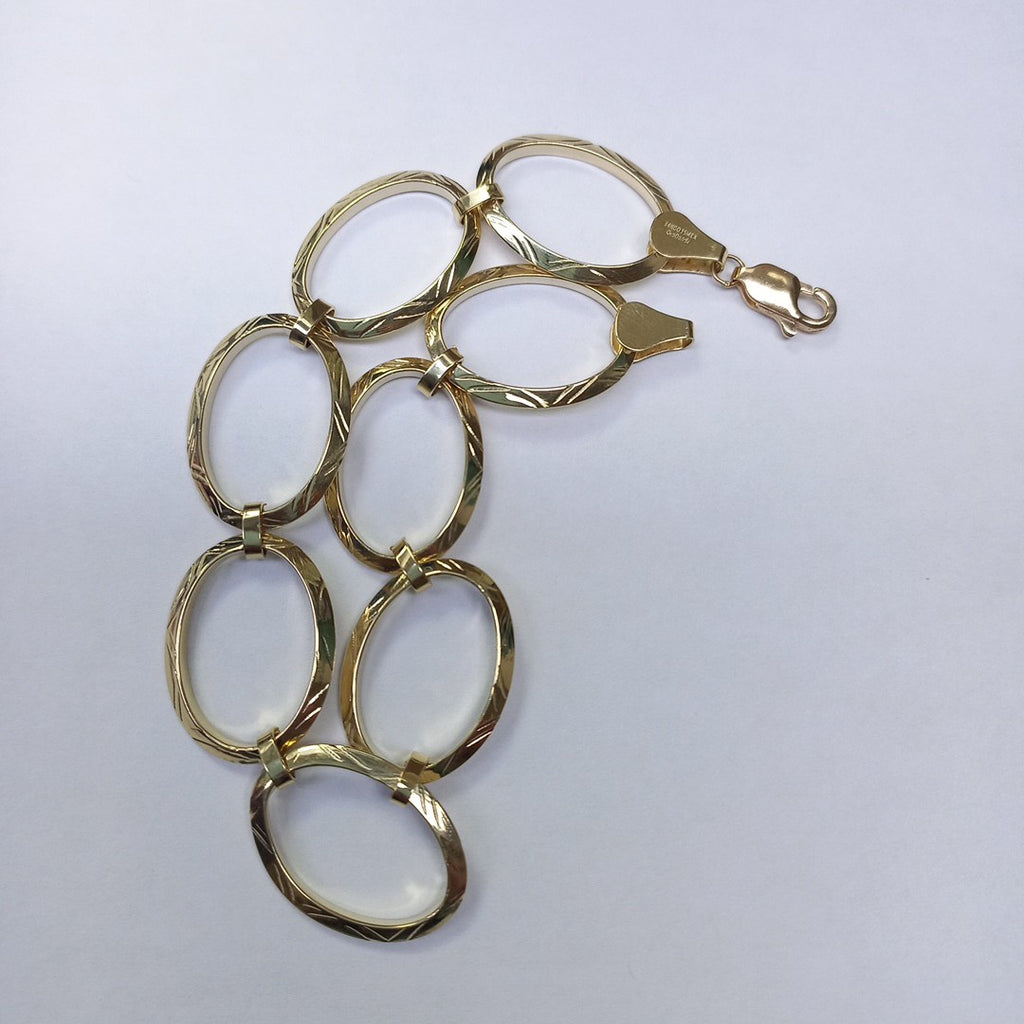 PULSERA CON AROS OVALADOS 14K 18 CM 5.3 GR (NUEVO)