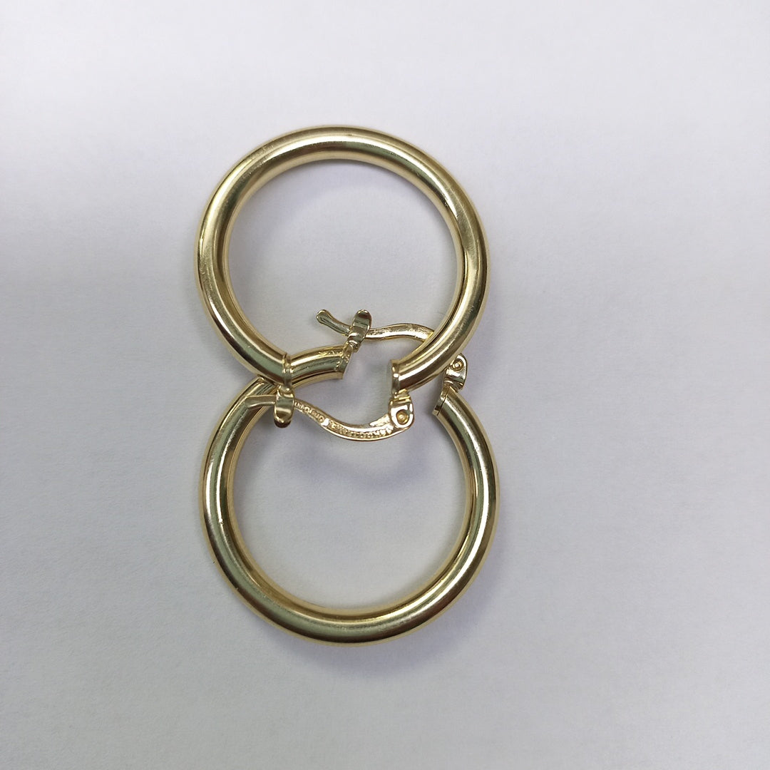 ARETES TEJIDO ARRACADAS LISAS HUECAS 14K 2.2 GR (NUEVO)