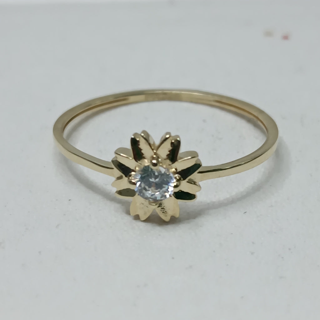 ANILLOS FLOR Y CIRCONIA 14K TALLA 8 1 GR (NUEVO)