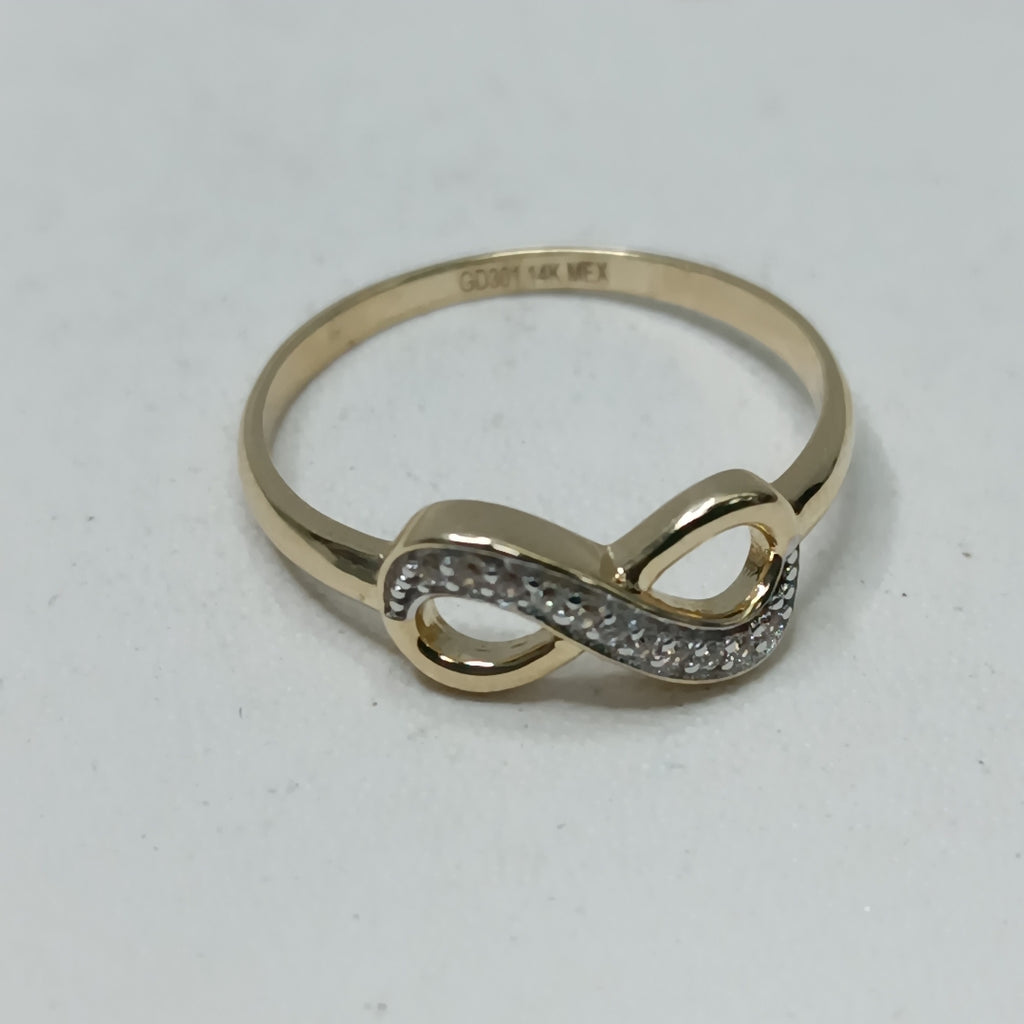 ANILLO ANILLITO FIG INFINITO C CIRCONIAS 14K 7 TALLA 1.5 GR (NUEVO)