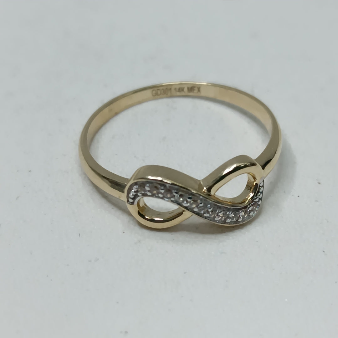 ANILLO ANILLITO FIG INFINITO C CIRCONIAS 14K 7 TALLA 1.5 GR (NUEVO)
