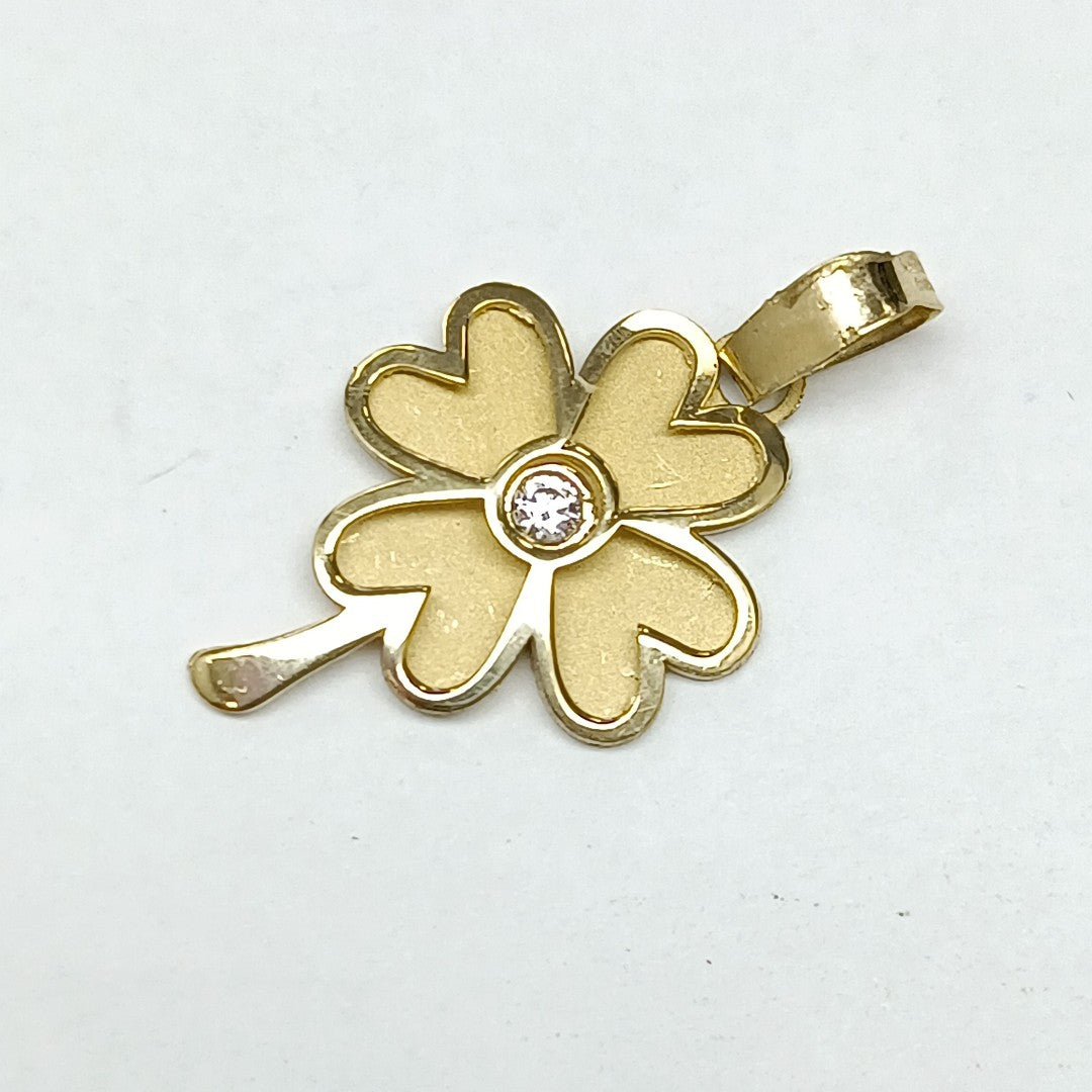 DIJE FIG TREBOL C CIRCONIA 14K 0.8 GR (NUEVO)
