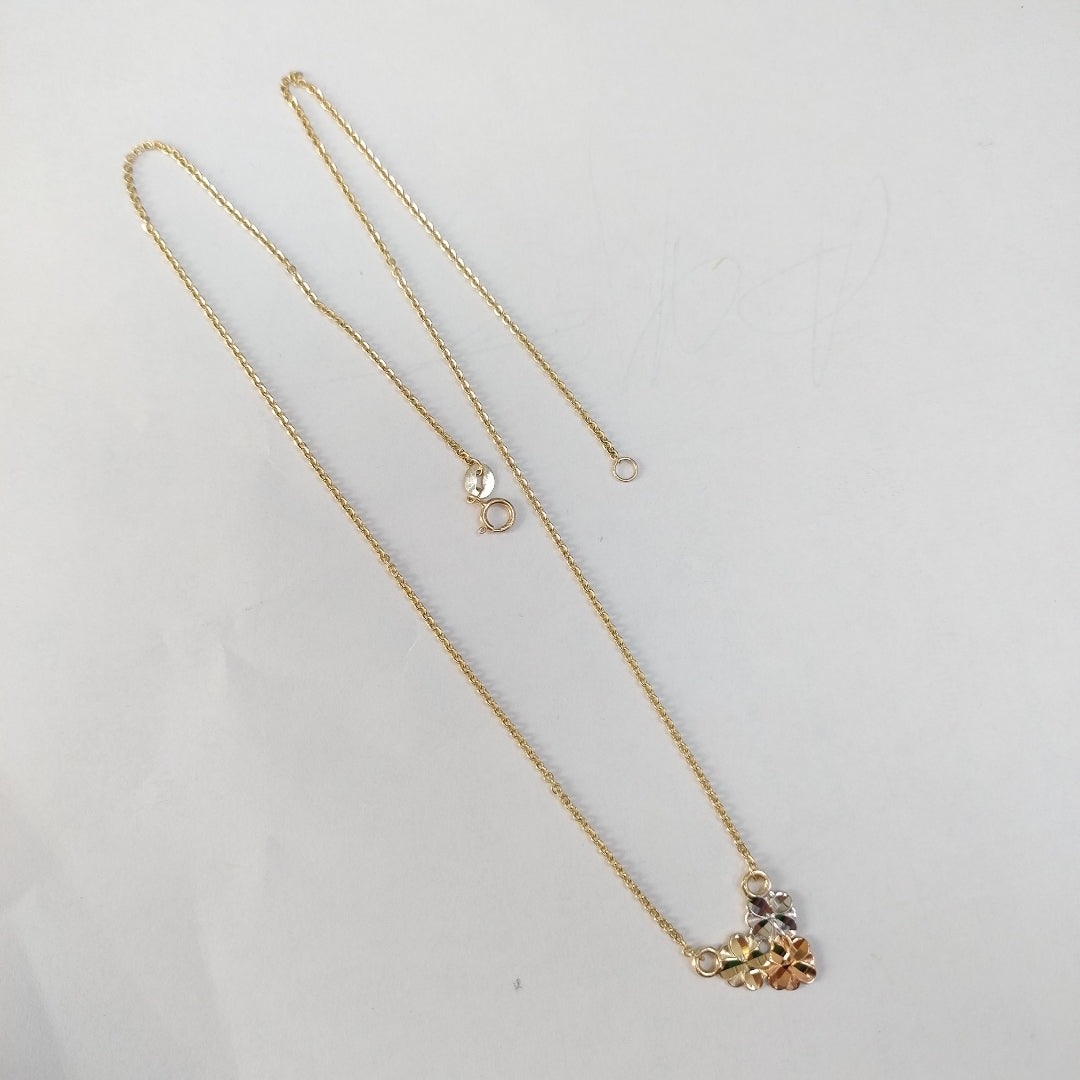 CADENA TEJIDO GARGANTILLA ESPECIAL C FLORES 14K 45 CM 2.9 GR (NUEVO)