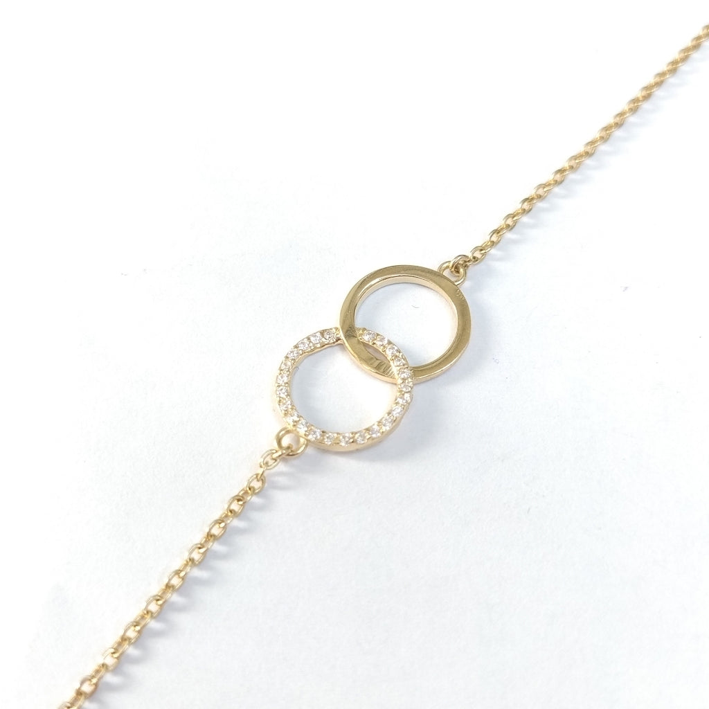 PULSERA TEJIDO ESPECIAL FIG AROS UNIDOS C CIRCS 14K 18 CM 2.1 GR (NUEVO)