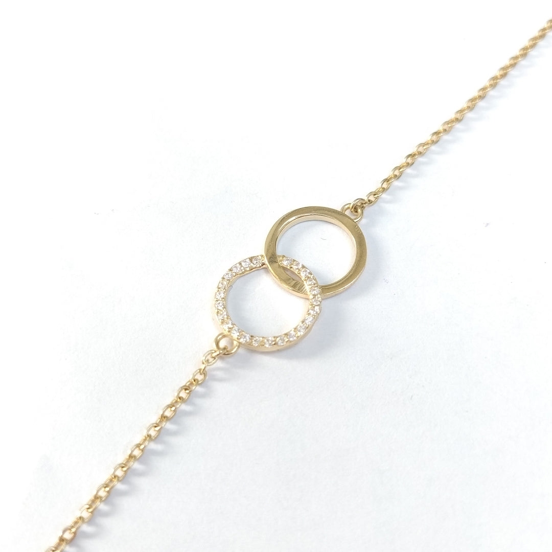 PULSERA TEJIDO ESPECIAL FIG AROS UNIDOS C CIRCS 14K 18 CM 2.1 GR (NUEVO)