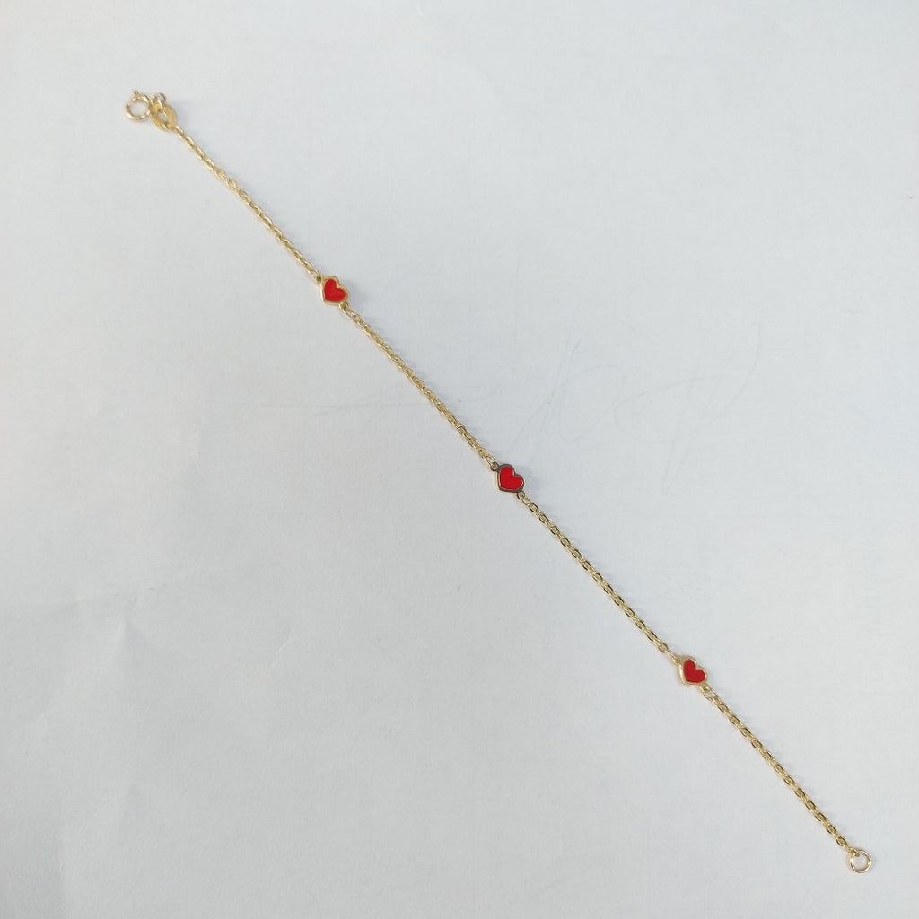 PULSERA ESPECIAL CON CORAZONES 14K 18 CM 1.3 GR (NUEVO)