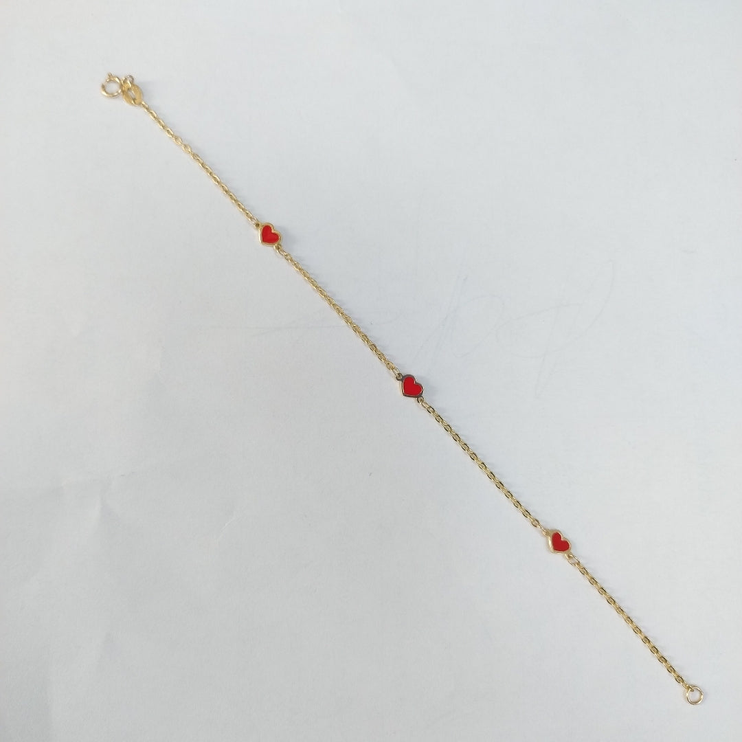 PULSERA ESPECIAL CON CORAZONES 14K 18 CM 1.3 GR (NUEVO)