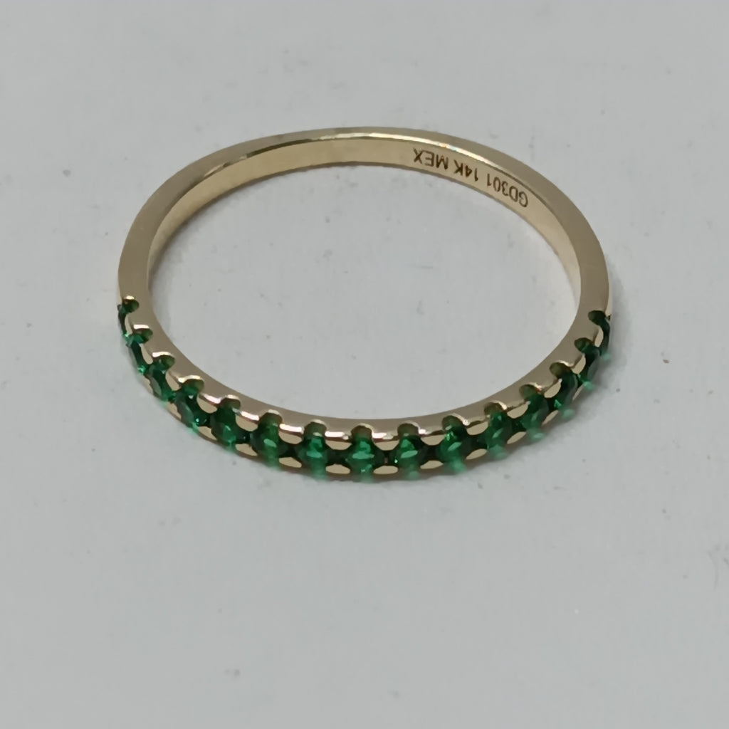 ANILLO ANILLITO MEDIA CHURUMBELA C PDRAS COLOR VERDE 14K 8 TALLA 1.6 GR (NUEVO)