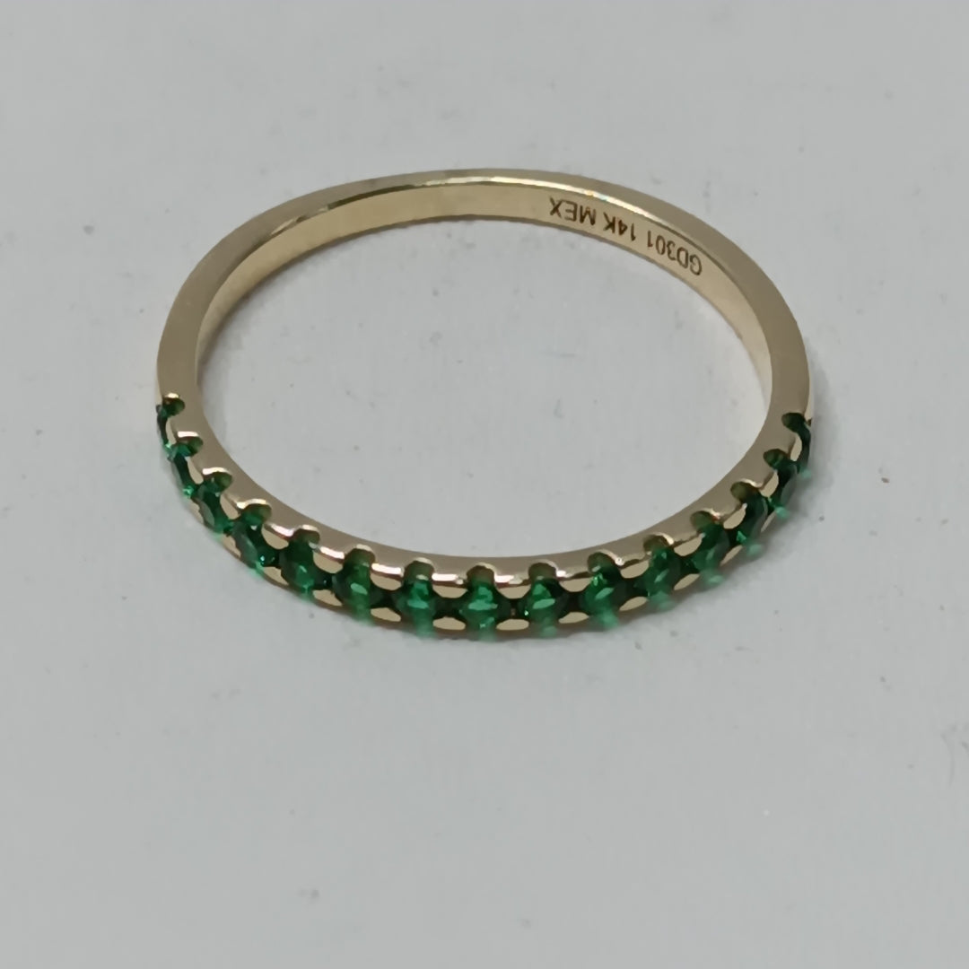 ANILLO ANILLITO MEDIA CHURUMBELA C PDRAS COLOR VERDE 14K 8 TALLA 1.6 GR (NUEVO)