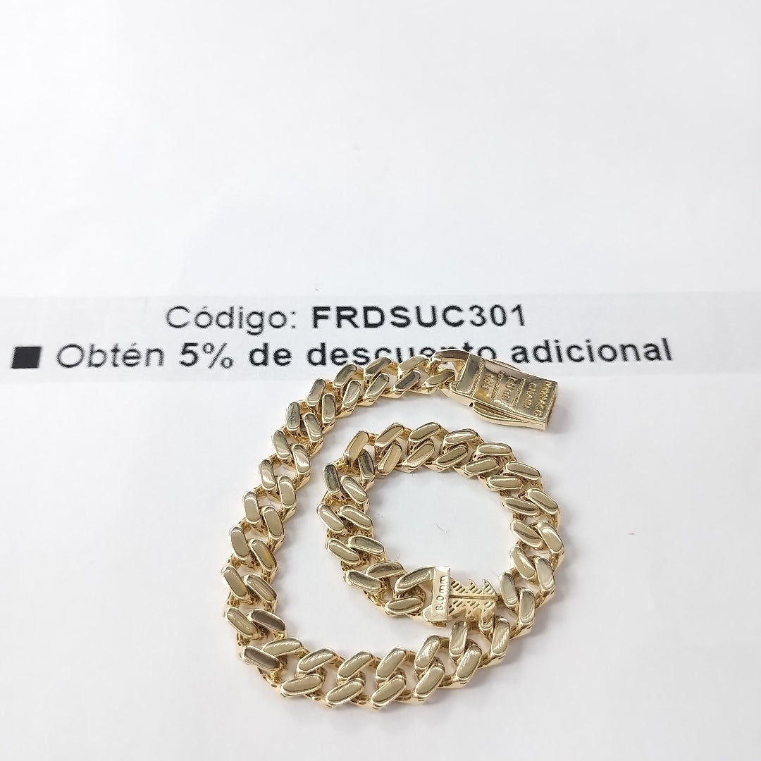 PULSERA CABALLERO MONACO ORO 10K 9.4 (NUEVO)